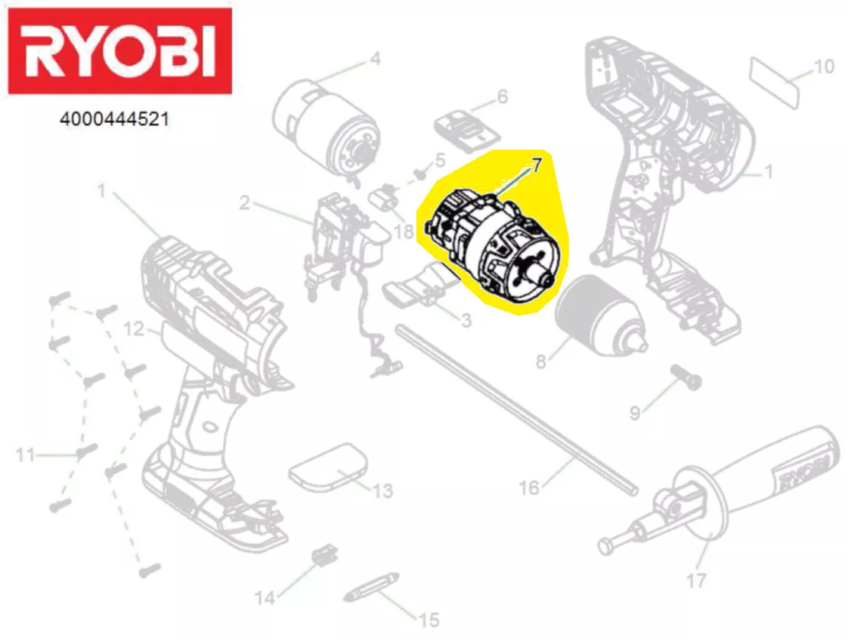 Boitier engrenages transmission réf. 5131033435 Ryobi